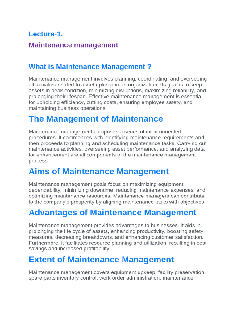 Maintenance Management Strategies Explained | PDF | Reliability ...