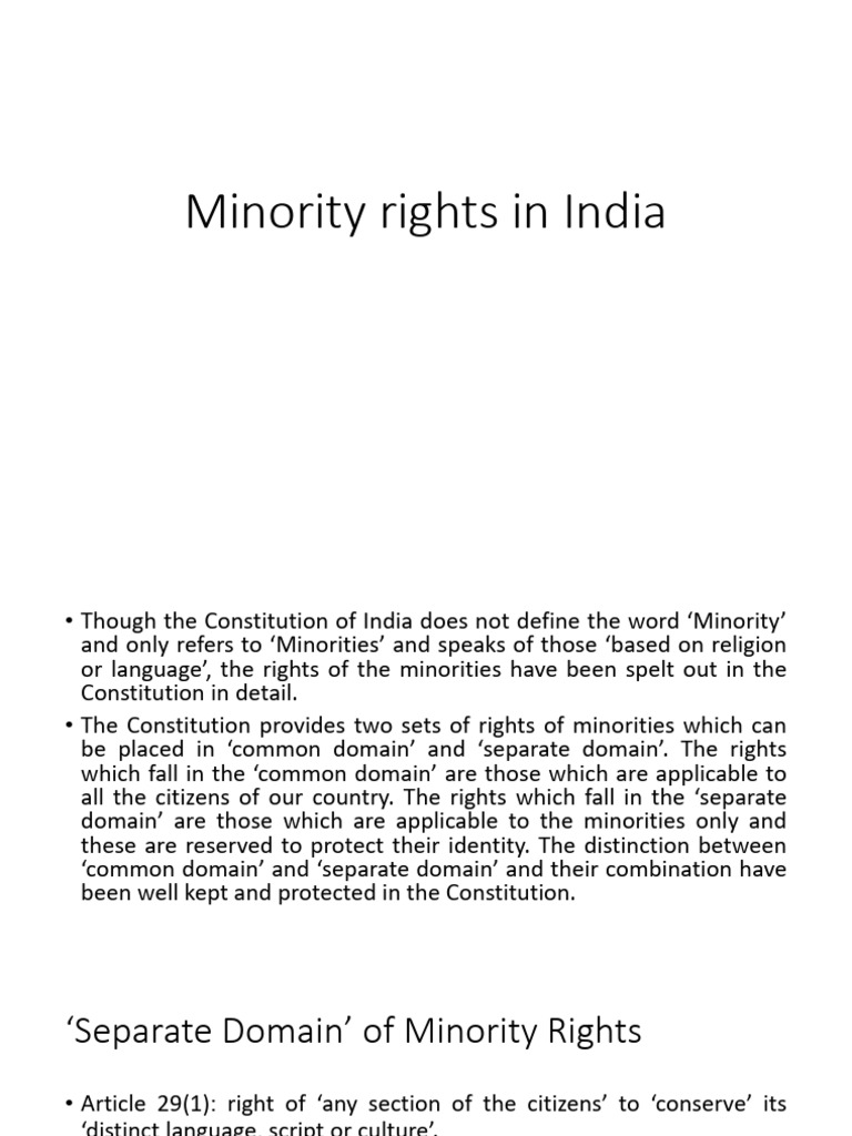 Minority Rights Under Indian Constitution | PDF | Minority Group | College