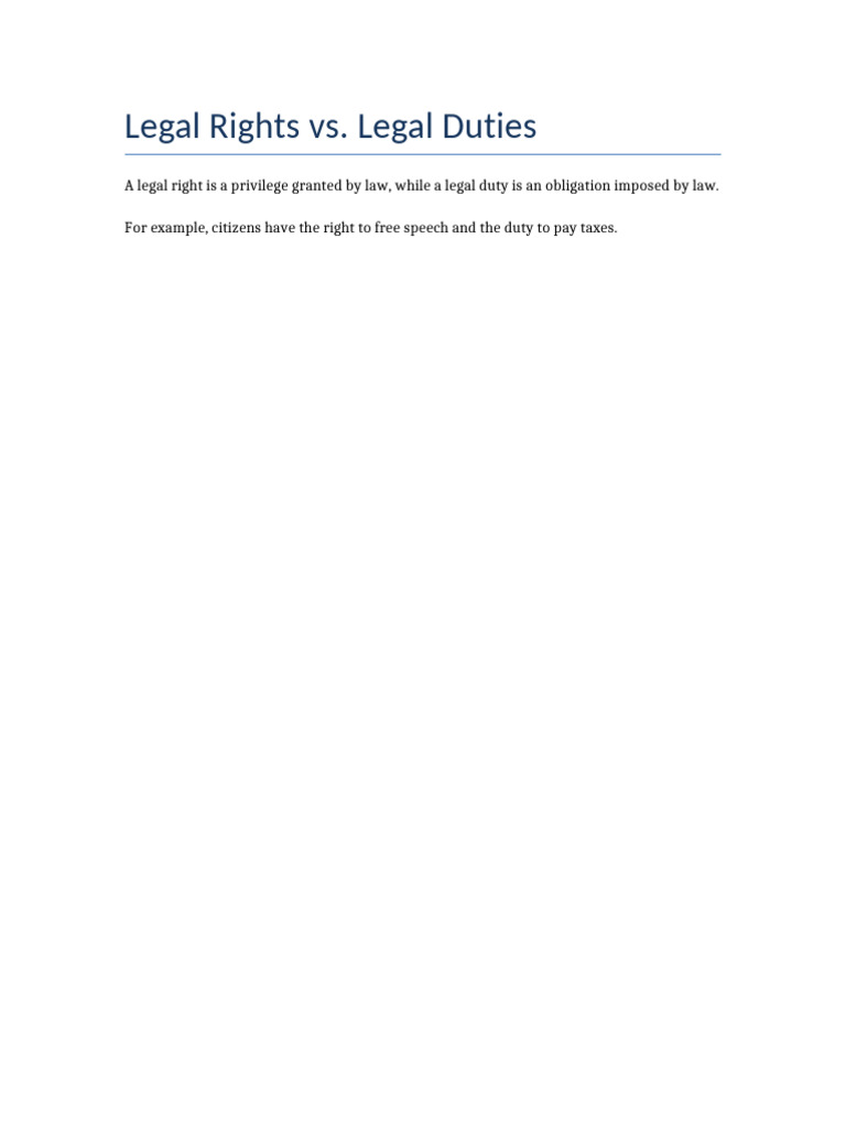 Legal Rights vs. Legal Duties | PDF