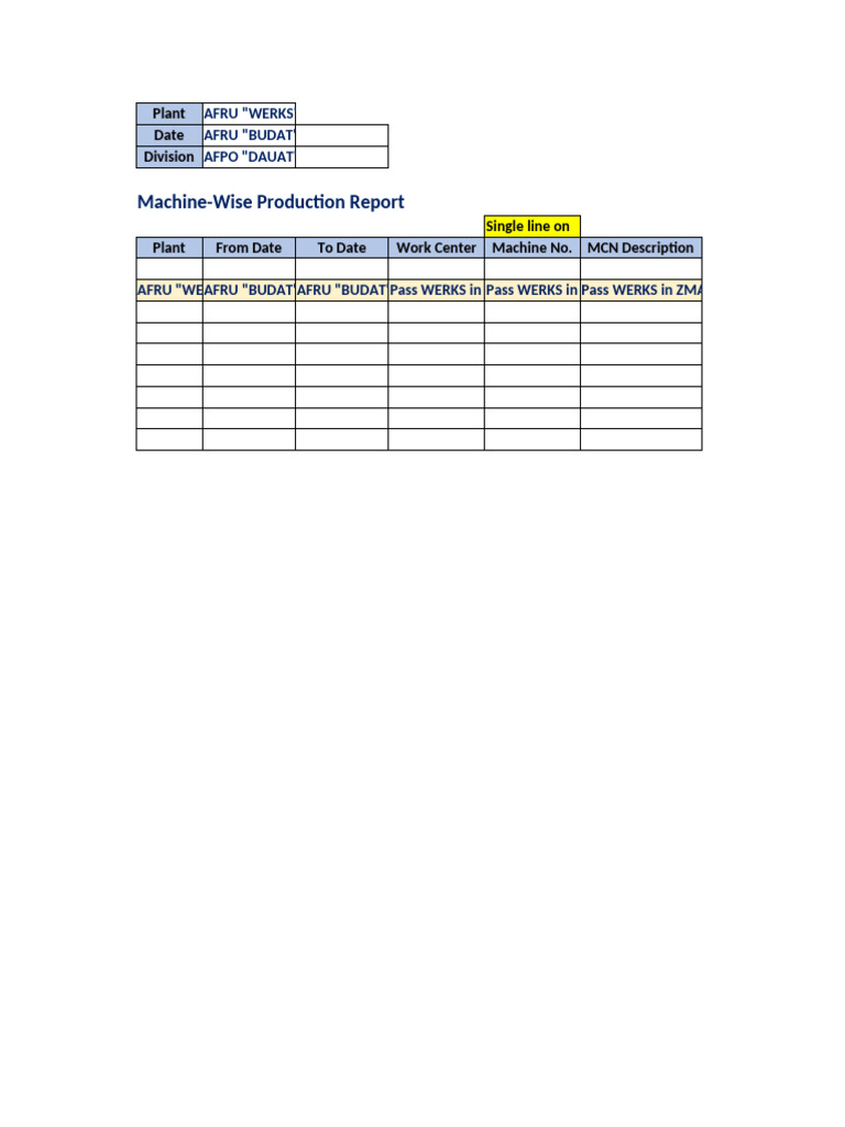 Machine-Wise Production Report Summary | PDF