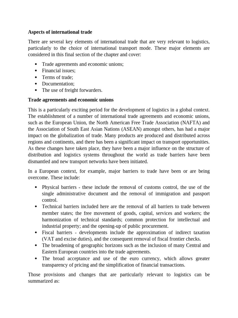 Key Elements of International Trade | PDF | Trade | Supply Chain Management