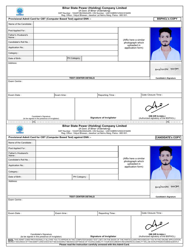 Admit Card (1) 6 | PDF | Biometrics