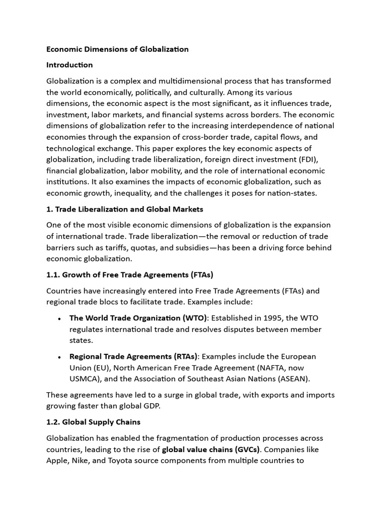 Economic Impact of Globalization Explained | PDF | World Trade ...