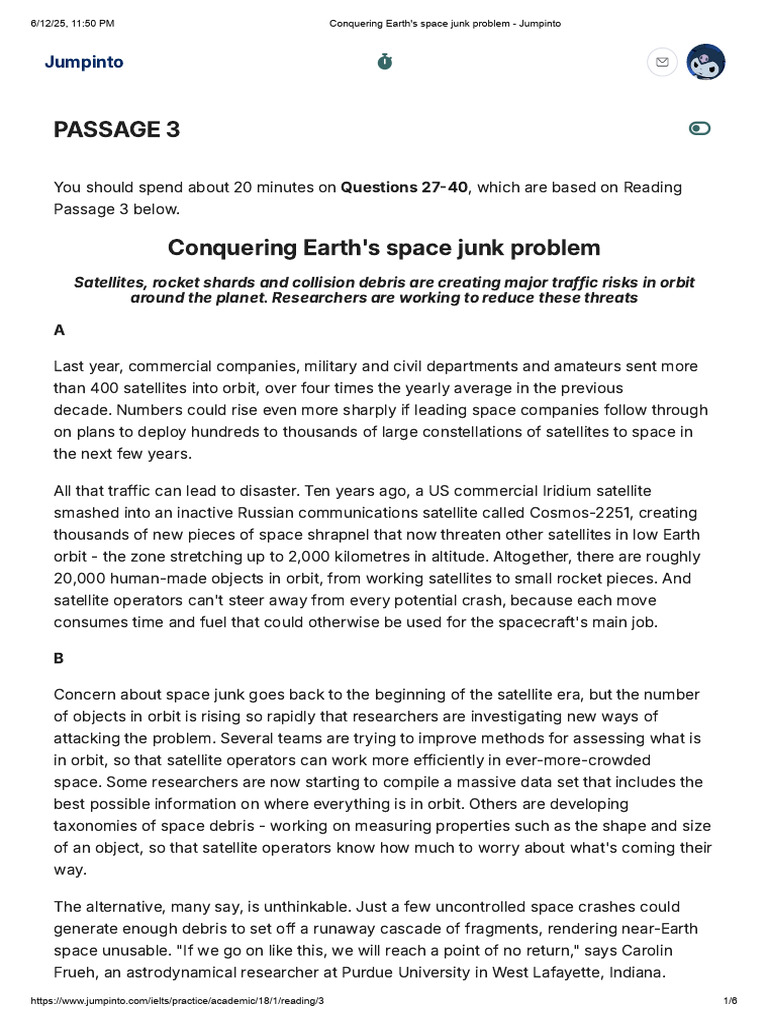 Conquering Earth's Space Junk Issue | PDF | Space Debris | Satellite