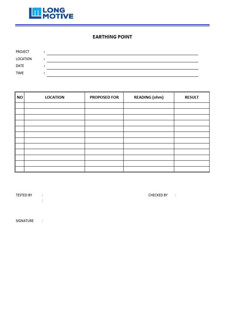 Earthing Test Point Record | PDF