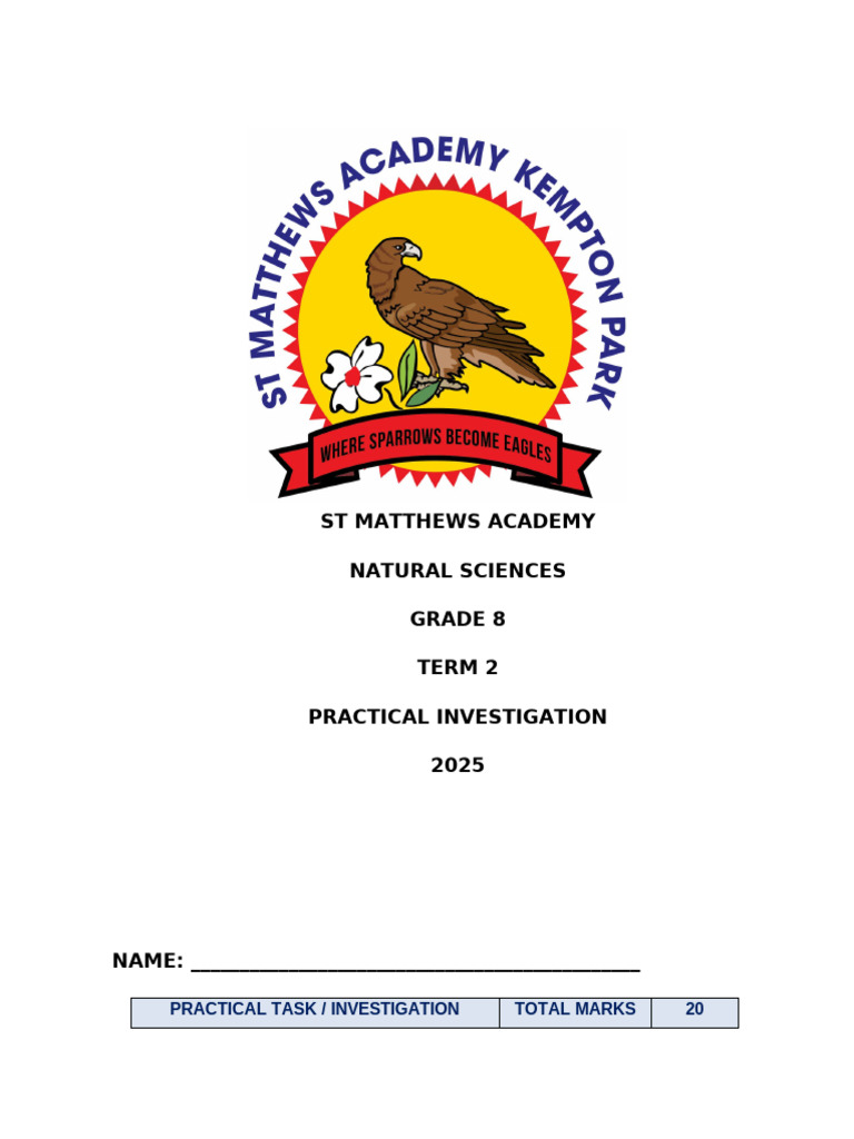 Grade 8 Practical Task or Investigation Assessment Task Exemplar Term 2 ...
