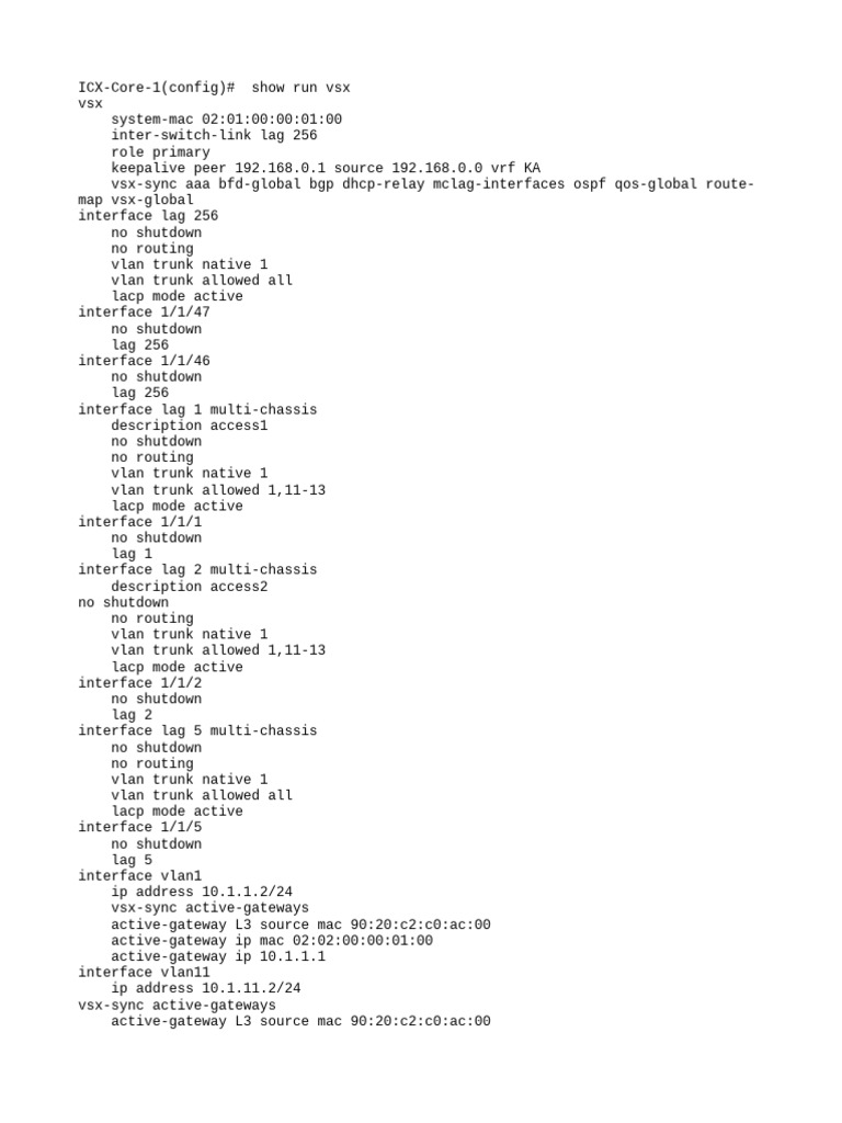 VSX Configuration Overview and Settings | PDF