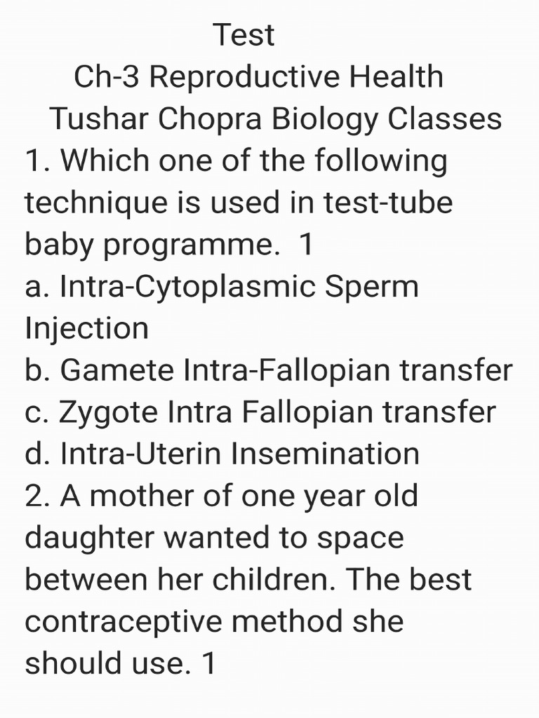 Reproductive Health Test 2 | PDF