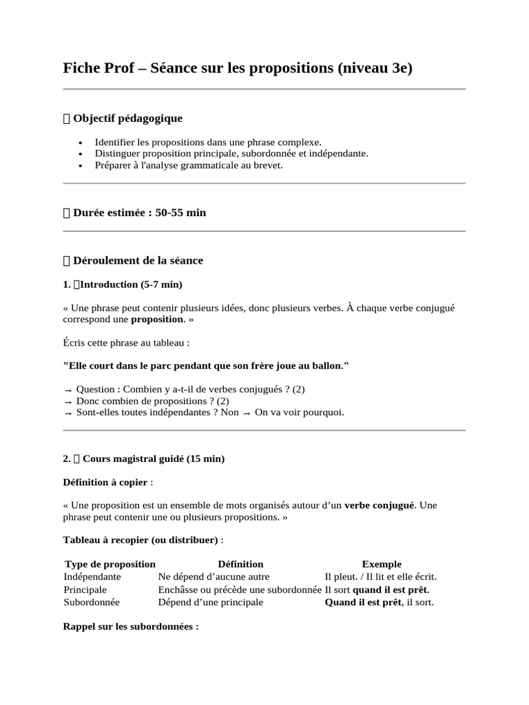 Identifier les propositions en français | PDF | Clause | Phrase