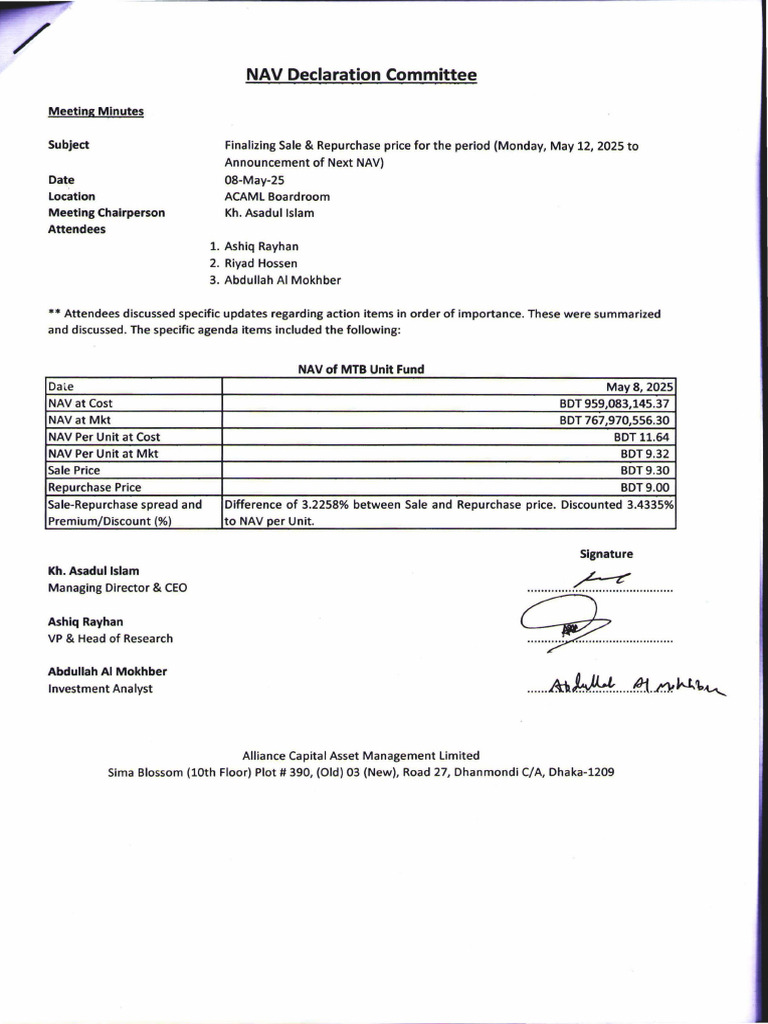 MTB Unit Fund NAV Update - May 2025 | PDF | Economies | Financial Economics
