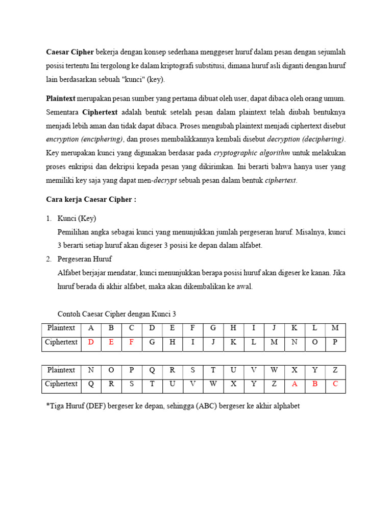 Panduan Lengkap Caesar Cipher | PDF