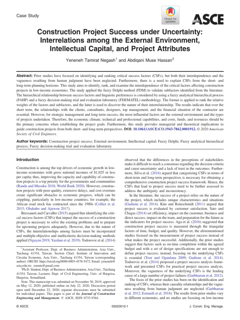 Critical Success Factors in Construction Projects | PDF | Strategic ...