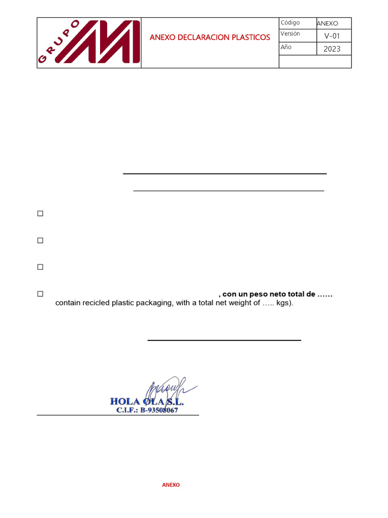 Declaración de Plásticos 2023 | PDF