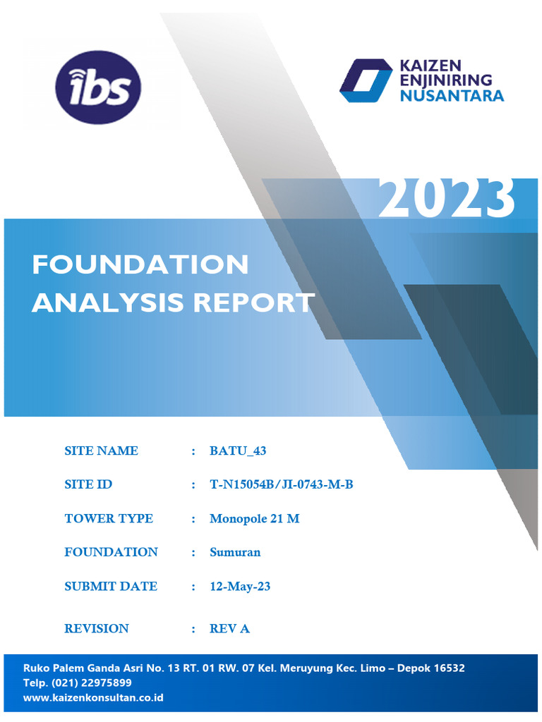 Foundation Analysis Report for BATU_43 | PDF | Deep Foundation | Concrete