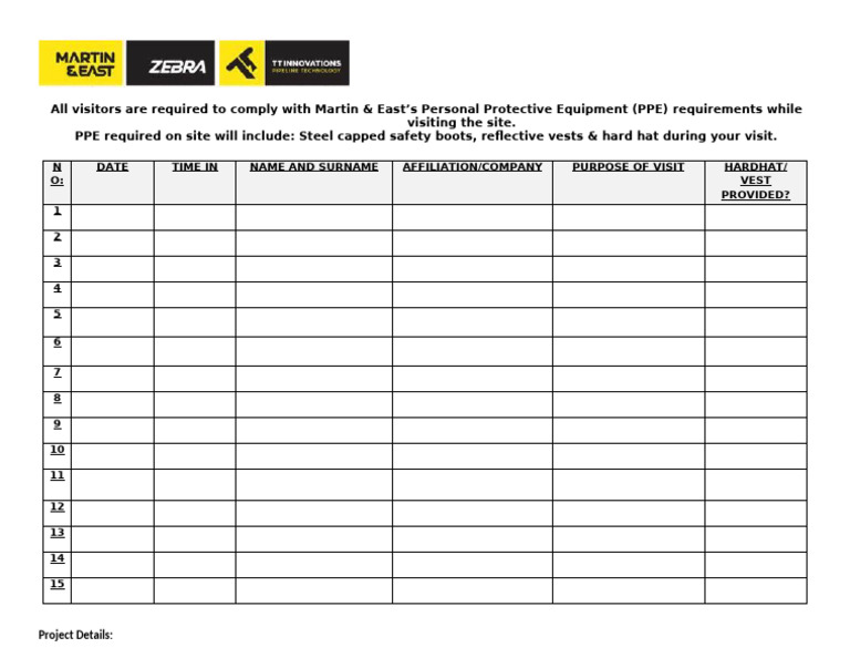 Visitor Logbook and PPE Requirements | PDF