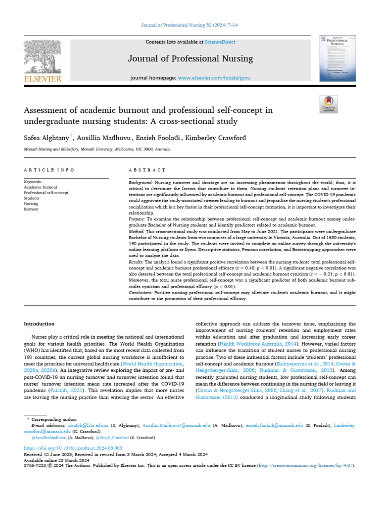 Academic Burnout in Nursing Students | PDF | Occupational Burnout ...