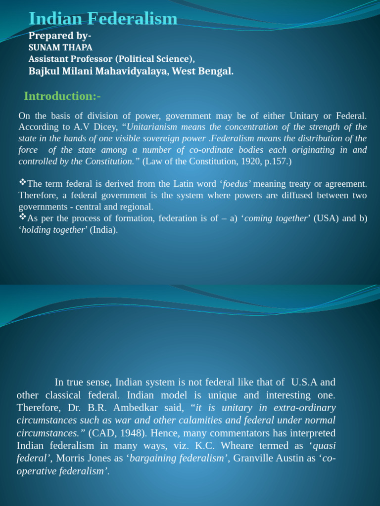 Understanding Indian Federalism Dynamics | PDF | Federalism | Forms Of ...