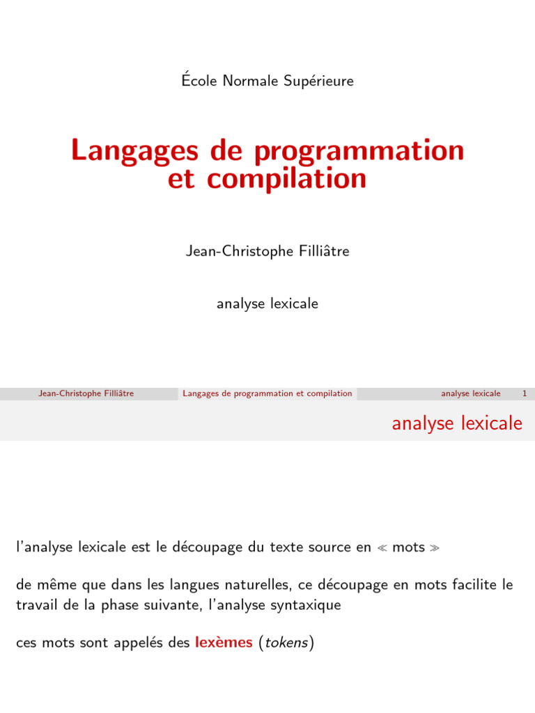 Analyse lexicale en langages de programmation | PDF | Analyse ...