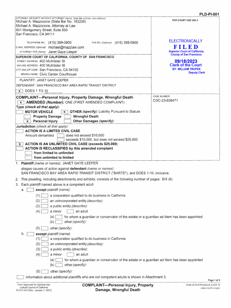 First Amended Complaint | PDF | Negligence | Legal Liability