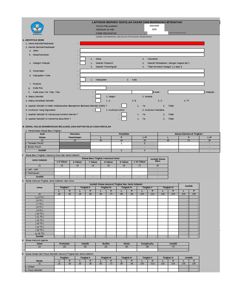 Contoh Dakl Sekolah Dasar 2011/2012 | PDF