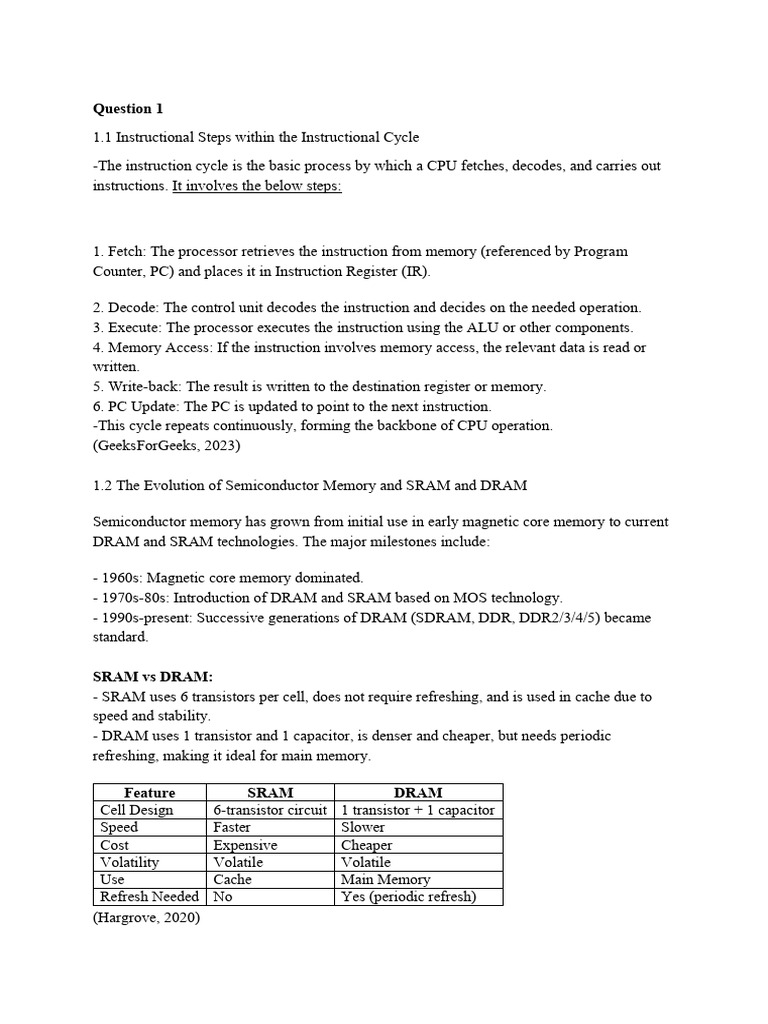 CPU Instruction Cycle and Memory Types | PDF | Random Access Memory ...