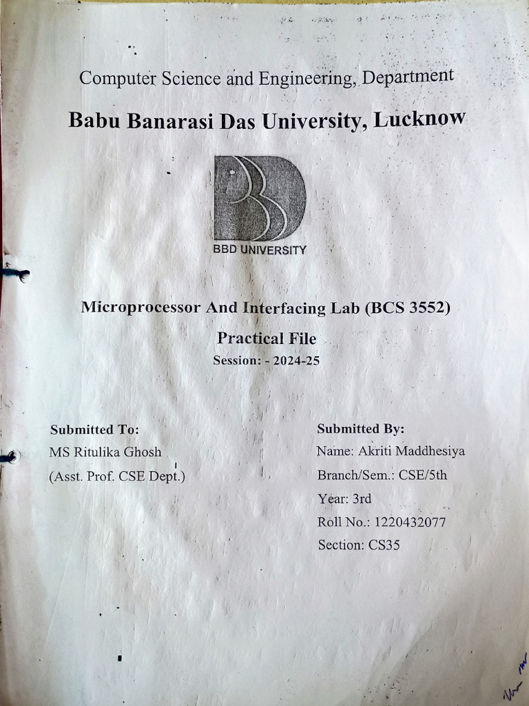 Microprocessor Lab File | PDF