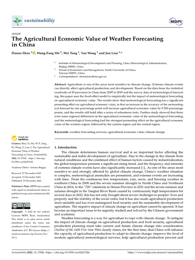Economic Impact of Weather Forecasting in China | PDF | Forecasting ...