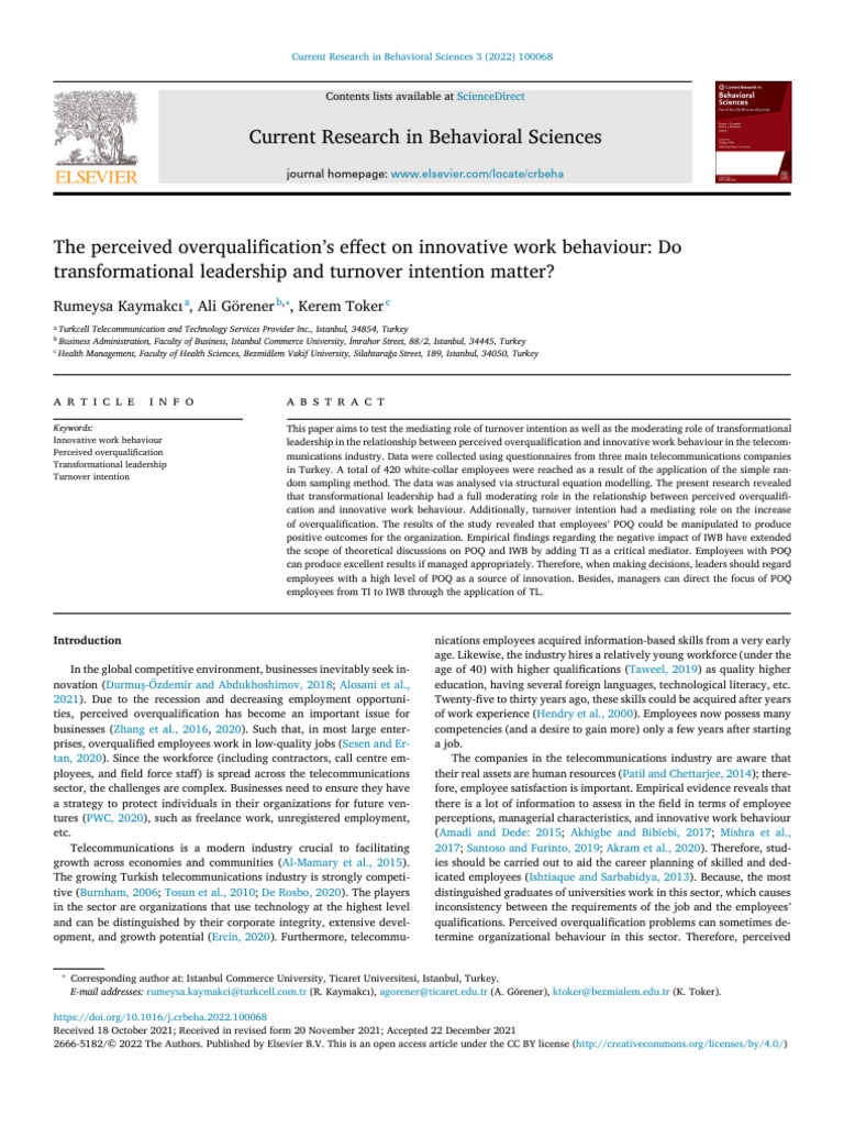 The-Perceived-Overqualification-S-Effect-On-Innovative - 2022 - Current ...