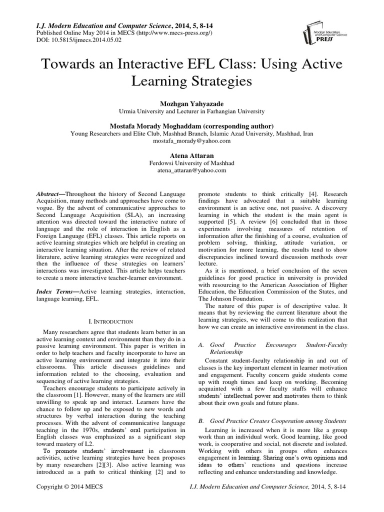 Towards An Interactive EFL Class Using A | PDF | Constructivism ...