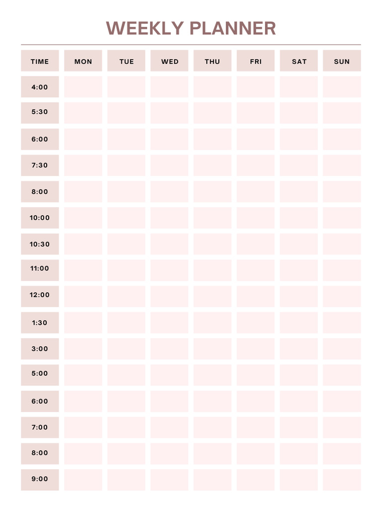 Pink & White Schedule Weekly Planner | PDF