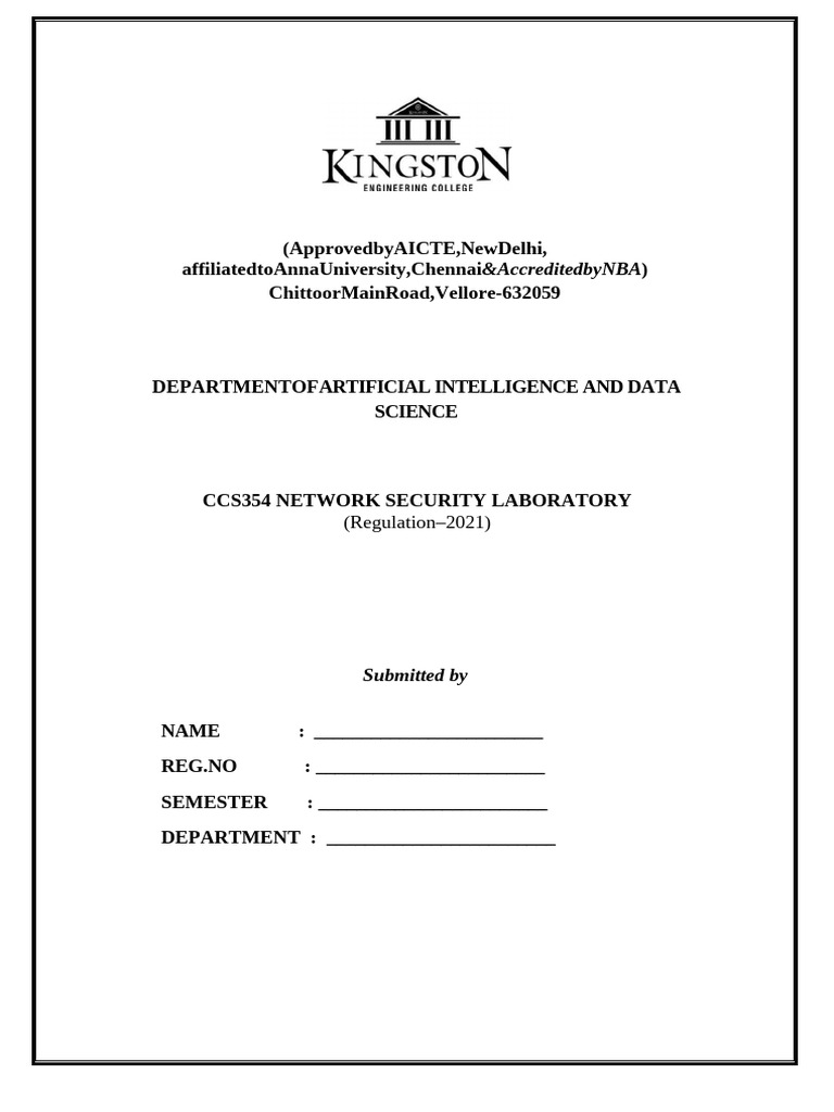 Network Security Lab Report Template | PDF