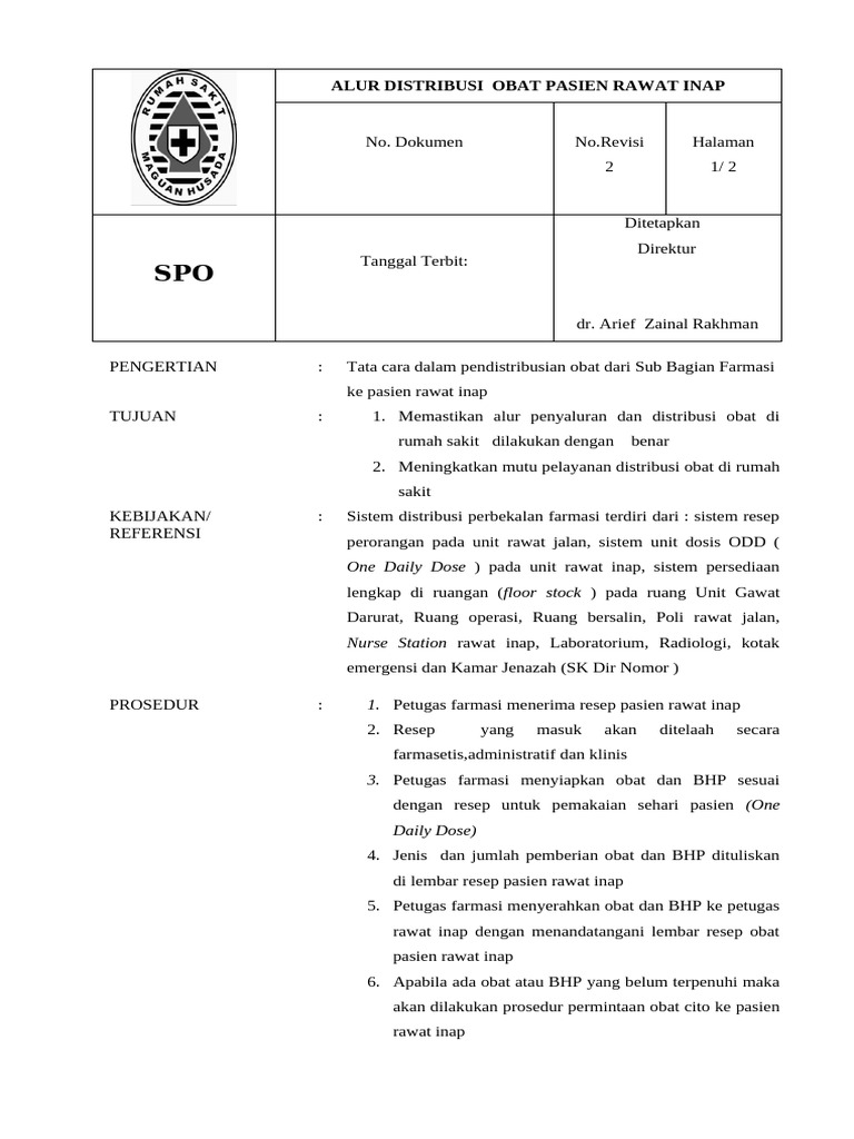 A.spo Alur Distribusi Obat Ranap | PDF