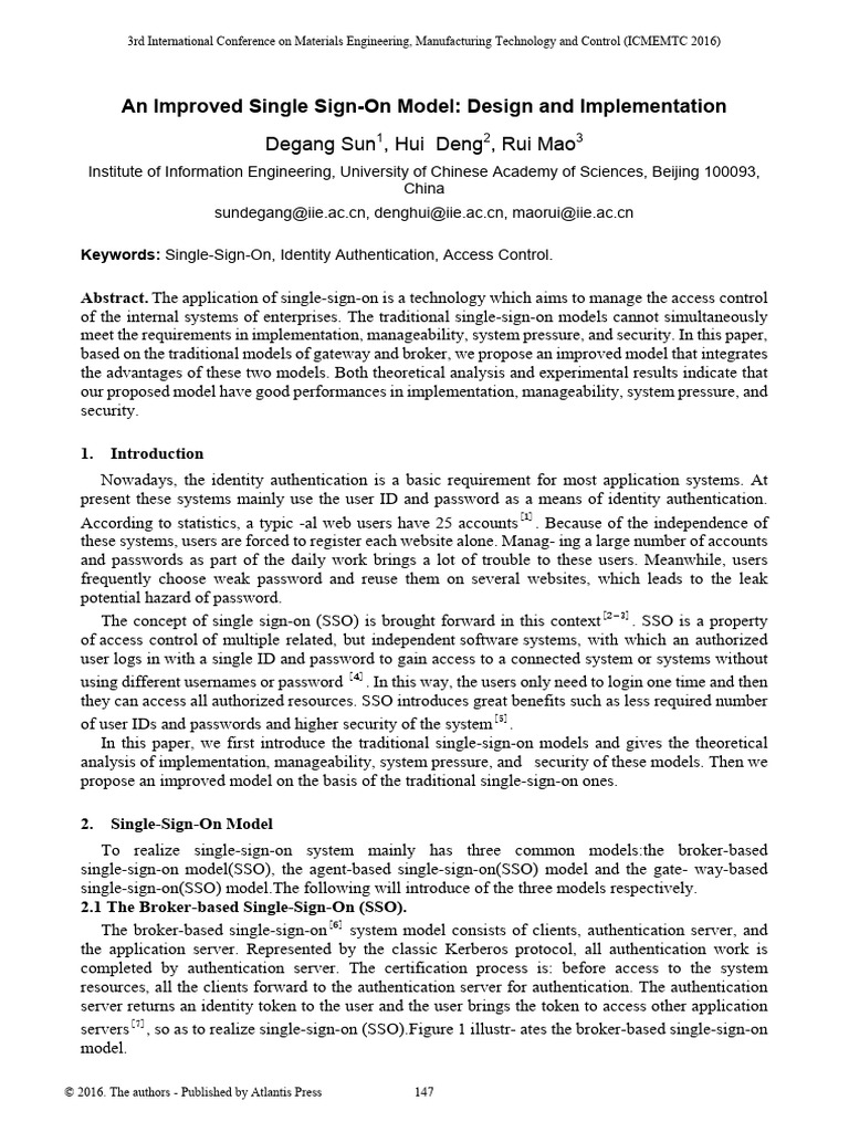 Improved Single Sign-On Model Analysis | PDF | Proxy Server ...
