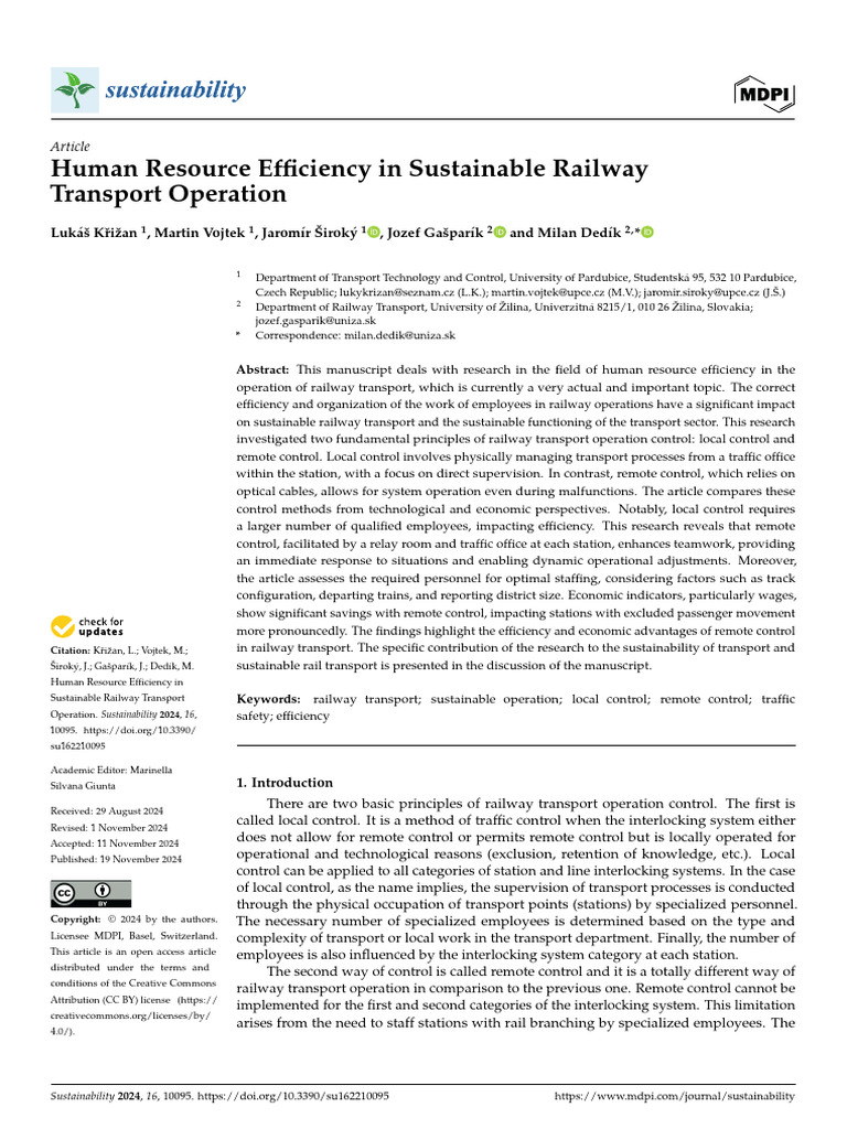 2024 - Human Resource Efficiency in Sustainable Railway Transport ...