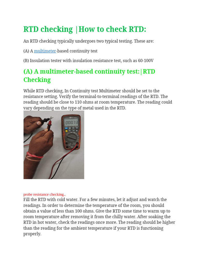 Testing RTD Sensors with Multimeter | PDF | Electrical Engineering ...