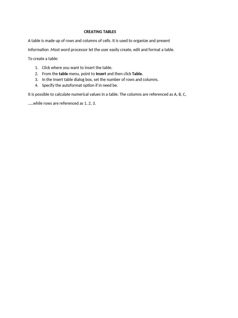 Creat Tables | PDF