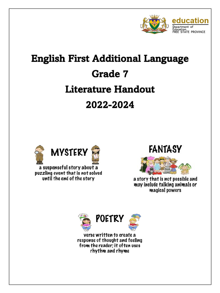 Grade 7 EFAL Literature Guide | PDF | Poetry | Narration