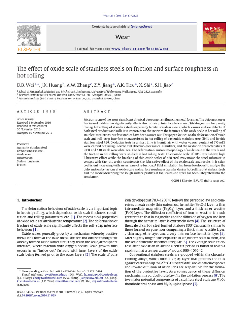 Surface Roughness in Hot Rolling Steel | PDF | Stainless Steel ...