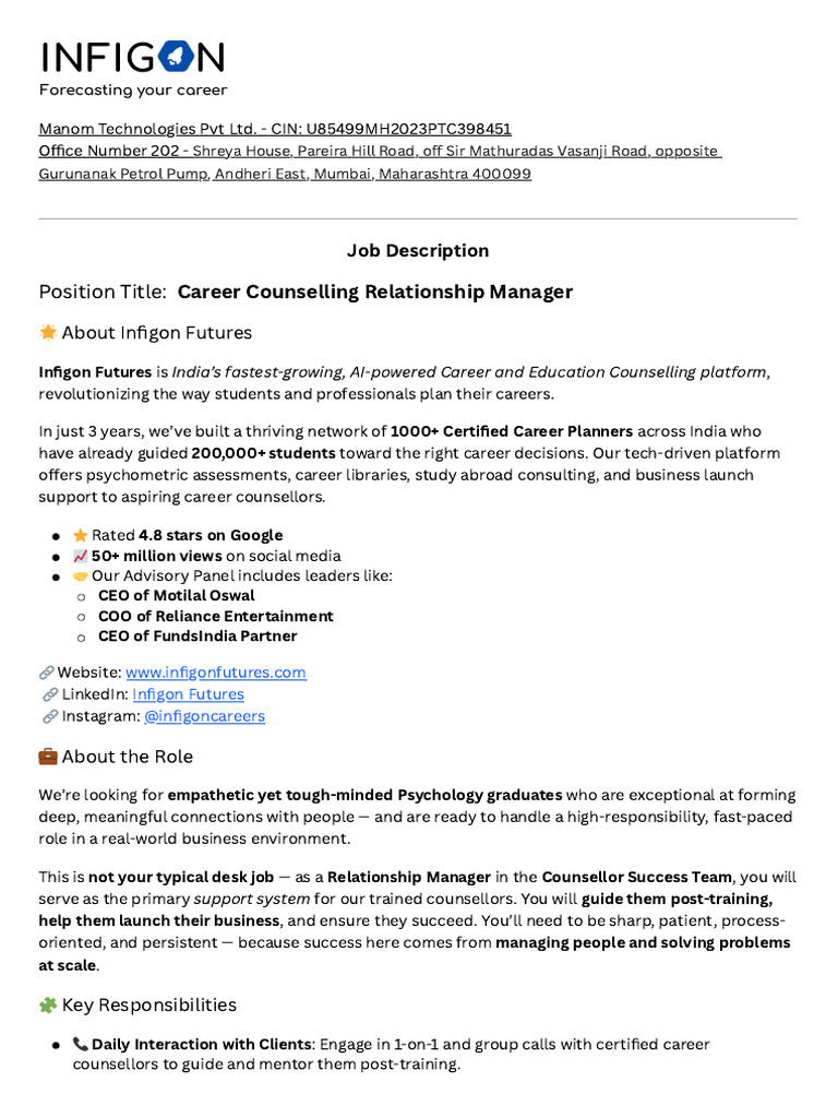 Job Description - RM | PDF | Communication | Behavior Modification