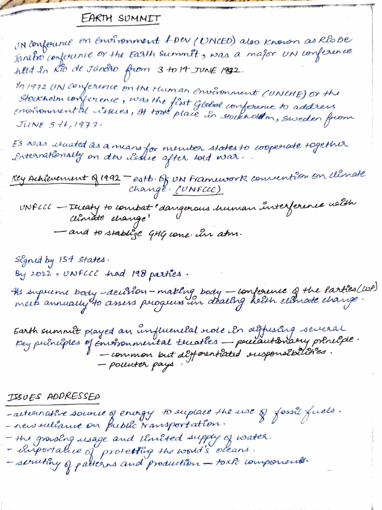 Earth Summit Overview and Key Outcomes | PDF | Natural Environment ...