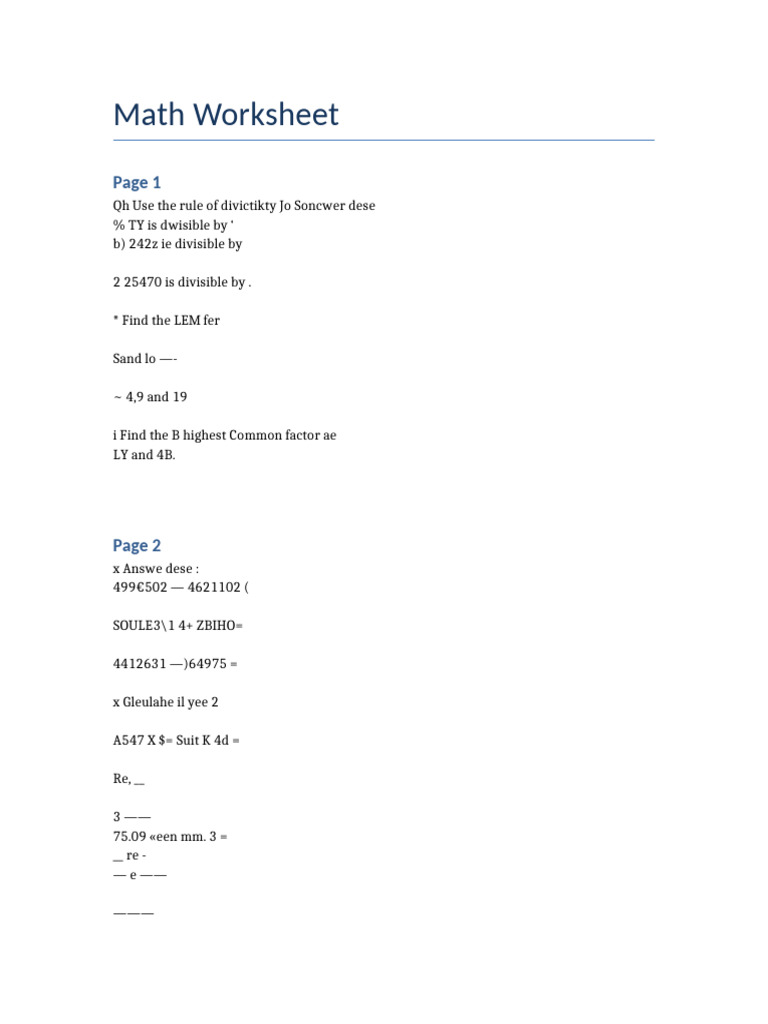 Math Worksheet on Divisibility and Factors | PDF