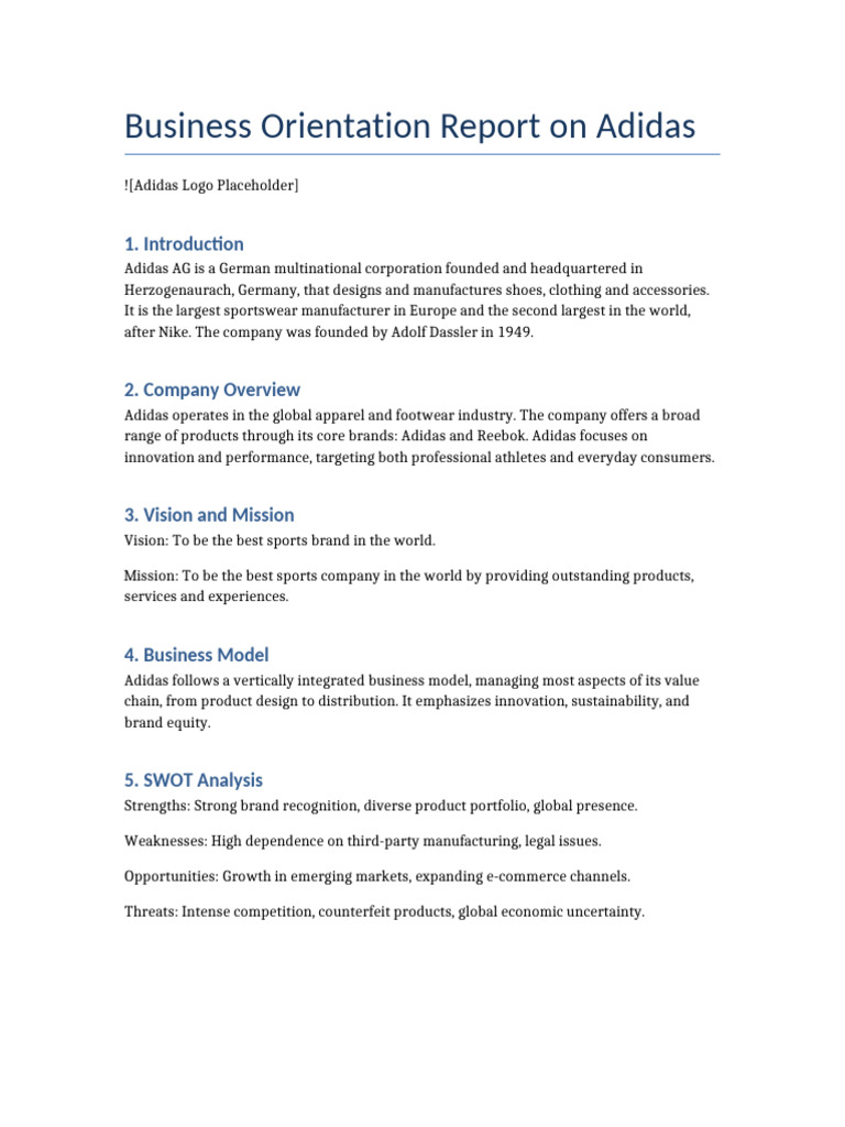 Adidas Business Overview & Strategy Report | PDF