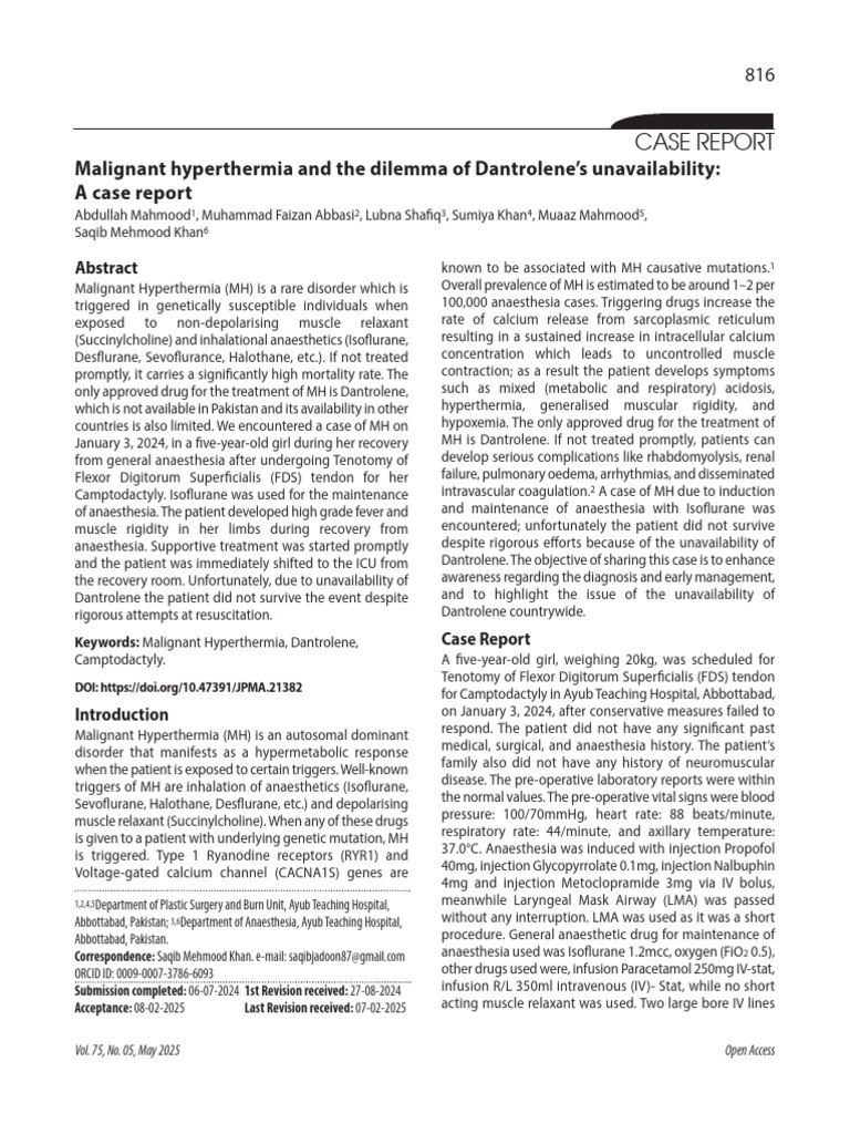 Malignant Hyperthermia Case Report | PDF | Medical Specialties ...