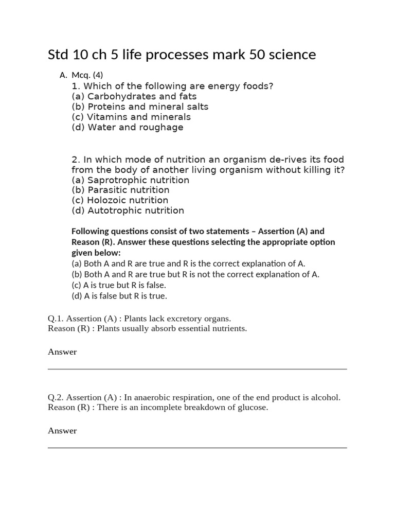 STD 10 CH 5 Life Processes Mark 50 Science | PDF | White Blood Cell ...