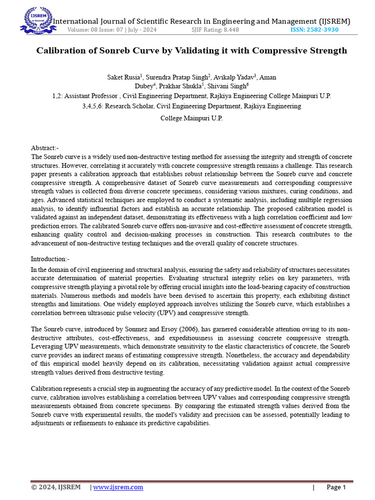 Calibration of Sonreb Curve for Concrete Strength | PDF | Accuracy And ...