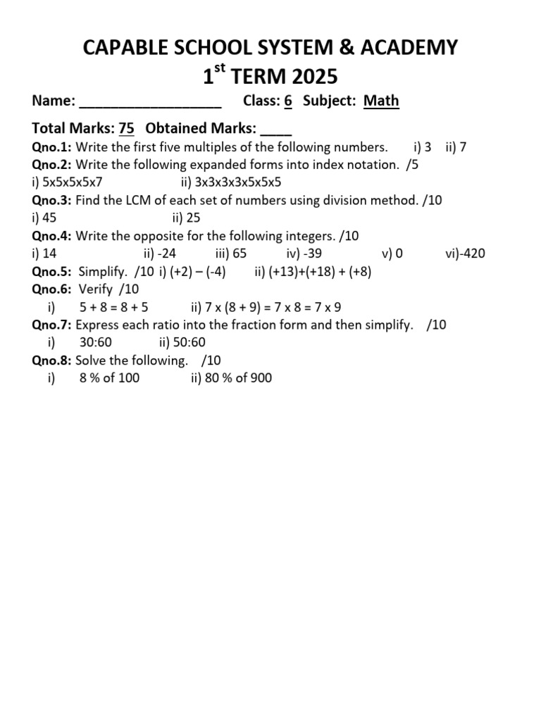 Math 6 | PDF