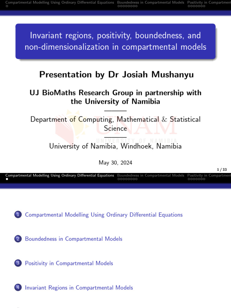 DR J Mushanyu UJ Bio Maths Presentation | PDF | Equations | Mathematics