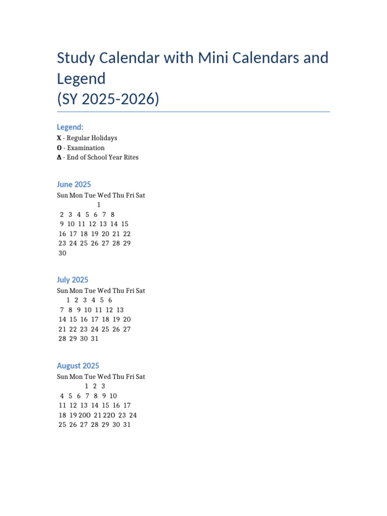 SY 2025-2026 School Calendar | PDF