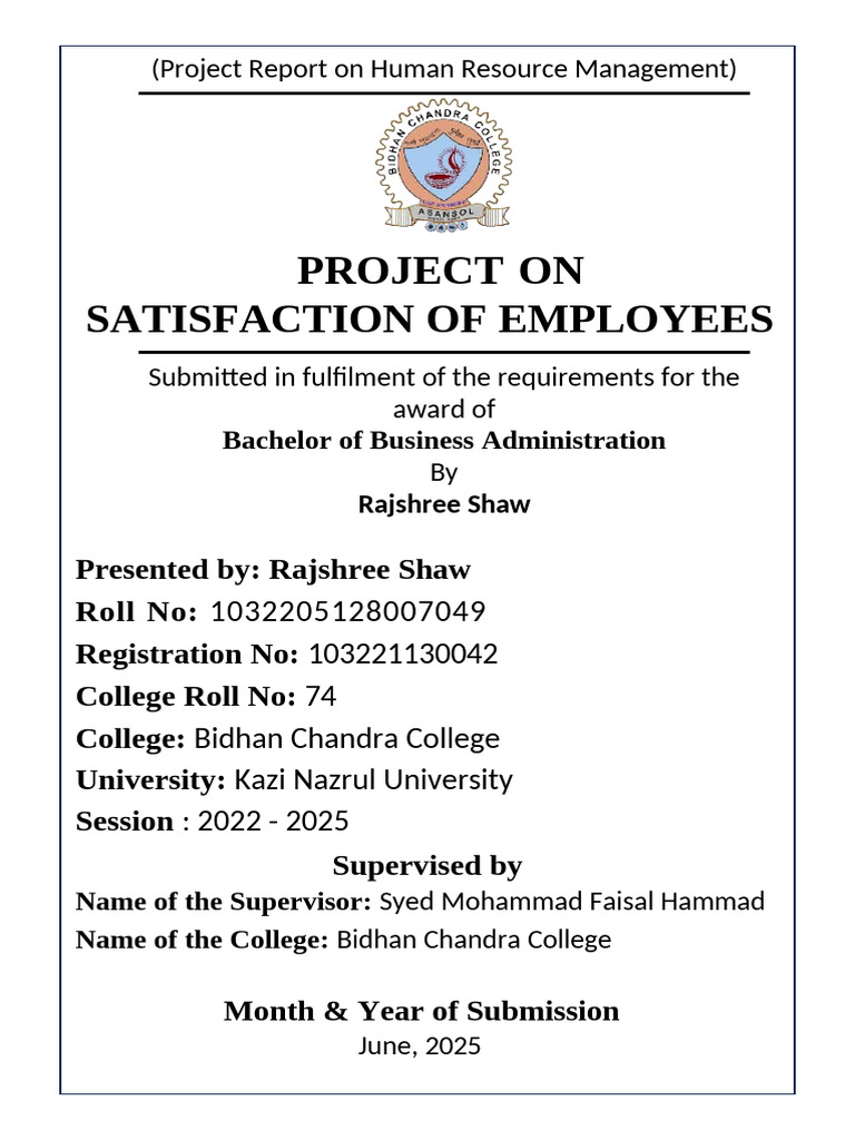Project On Satisfaction of Employees | PDF | Employee Retention | Job ...