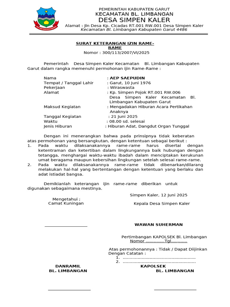 Izin Hiburan Pernikahan di Garut | PDF
